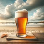 DALL·E 2023-11-12 13.39.54 - A photorealistic image of a frothy, delicious-looking beer in a pint glass, set against a North Sea beach backdrop. The beer should have a rich golden.png
